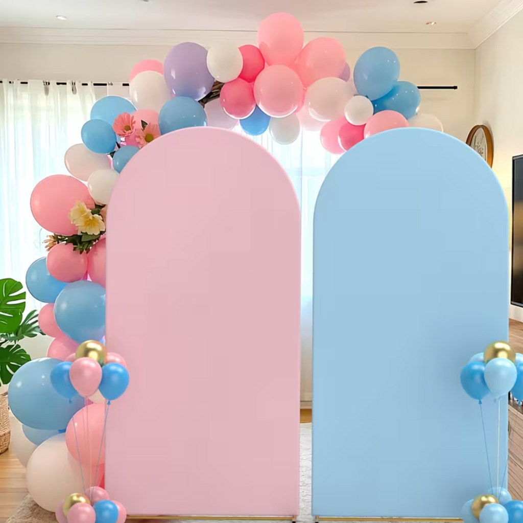Boogachtergrond lichtroze/lichtblauw 180cm
